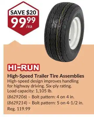 Princess Auto High-speed trailer tire assemblies offer