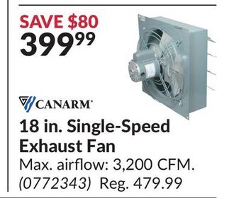 Princess Auto 18 in. single-speed exhaust fan offer