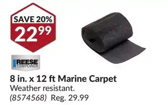 Princess Auto 8 in. x 12 ft marine carpet offer