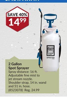 Princess Auto 2 gallon spot sprayer offer