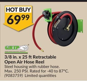 Princess Auto 3/8 in. x 25 ftretractable open air hose reel offer
