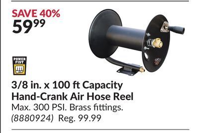 Princess Auto 3/8 in. x 100 ft capacity hand-crank air hose reel offer