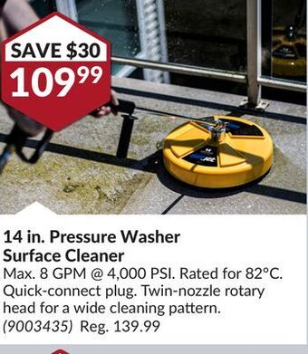 Princess Auto 14 in. pressure washer surface cleaner offer