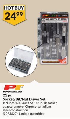 Princess Auto 21 pc socket/bit/nut driver set offer
