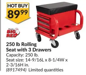 Princess Auto 250 lb rolling seat with 3 offer