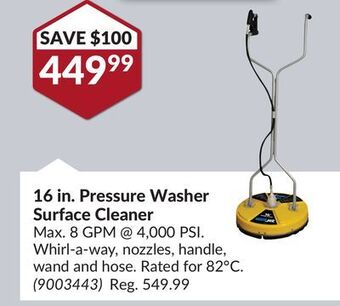 Princess Auto 16 in. pressure washer surface cleaner offer