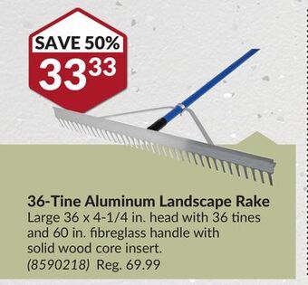 Princess Auto 36-tine aluminum landscape rake offer