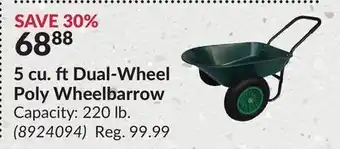 Princess Auto 5 cu. ft dual-wheel poly wheelbarrow offer