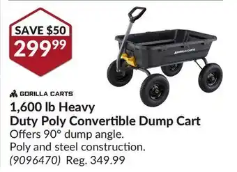 Princess Auto 1,600 heavy duty poly convertible dump cart offer