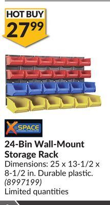 Princess Auto 24-bin wall-mount storage rack offer
