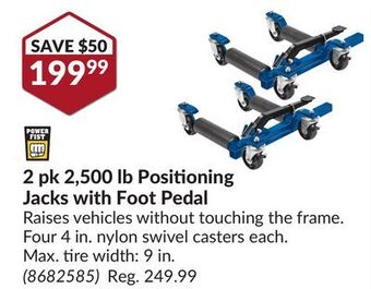 Princess Auto 2 pk 2, 500 lb positioning jacks with foot pedal offer