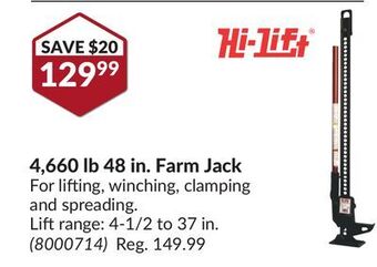 Princess Auto In. farm jack offer