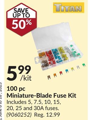 Princess Auto 100 pc miniature-blade fuse kit offer