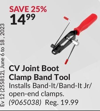 Princess Auto Cv joint boot clamp band tool installs offer