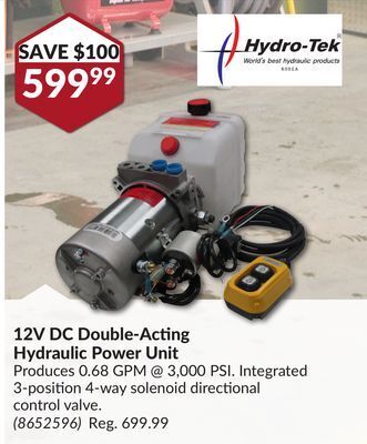 Princess Auto 12v dc double-acting hydraulic power unit offer