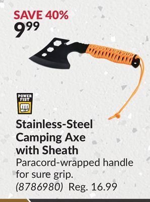 Princess Auto Stainless-steel camping axe offer