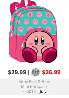 GameStop Kirby pink & blue mini backpack offer