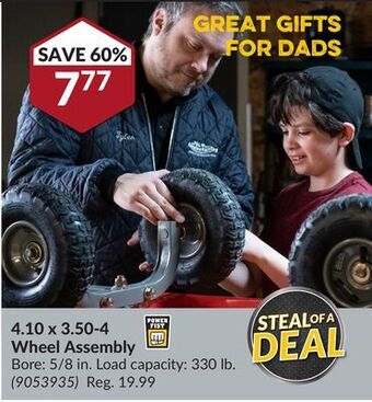 Princess Auto 4.10 x 3.50-4 wheel assembly offer