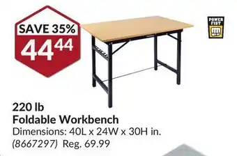 Princess Auto 220 lb foldable workbench offer