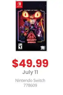 GameStop Nintendo switch five nights at freddys security breach offer