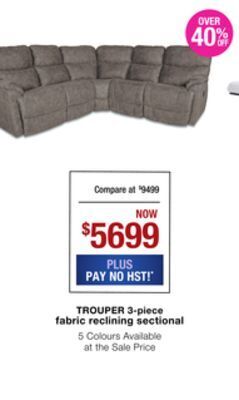 La Z Boy Trouper 3-piece fabric reclining sectional offer