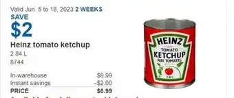 Costco Heinz tomato ketchup 2.84L offer