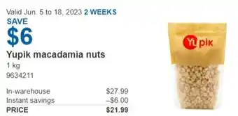 Costco Yupik macadamia nuts 1kg offer