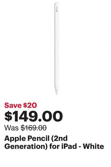 Best Buy Apple Pencil (2nd Generation) for iPad - White offer
