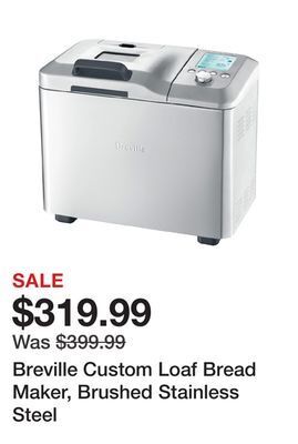 TSC Stores Breville custom loaf bread maker, brushed stainless steel offer