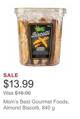 Costco Mom's best gourmet foods, almond biscotti, 840 g offer
