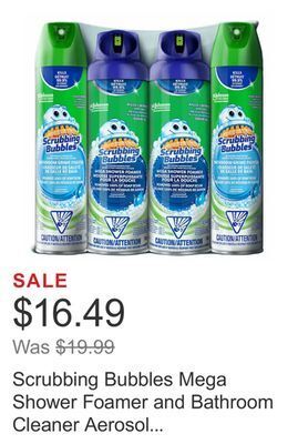Costco Scrubbing bubbles mega shower foamer and bathroom cleaner aerosol combo 4 x 708g offer