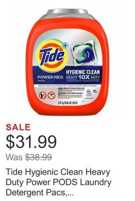 Costco Tide hygienic clean heavy duty power pods laundry detergent pacs, original, 76 count offer
