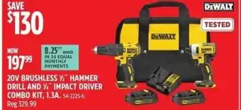 Canadian Tire 20V BRUSHLESS 1/2" HAMMER DRILL AND 1/4 IMPACT DRIVER COMBO KIT.1.3A.TESTED offer