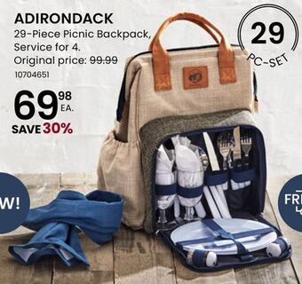Stokes Adirondack 29-piece picnic backpack, service for 4 offer
