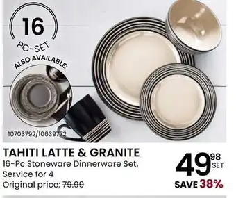 Stokes Tahiti latte & granite 16-pc stoneware dinnerware set, service of 4 offer