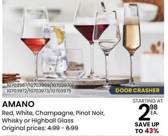 Stokes Amano red, white, champagne, pinot noir, whisky or highball glass offer
