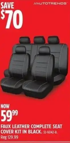 Canadian Tire FAUX LEATHER COMPLETE SEAT COVER KIT IN BLACK. offer
