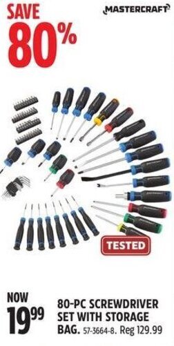 Canadian Tire MASTERCRAFT 80-PC SCREWDRIVER SET WITH STORAGE BAG. offer