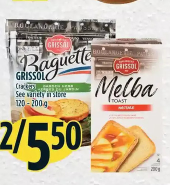 Marché Adonis Grissol crackers offer