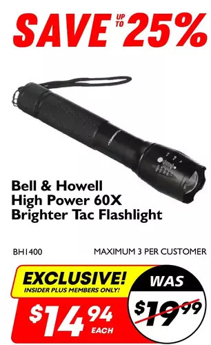Factory Direct Bell & howell high power 60x brighter tac flashlight offer