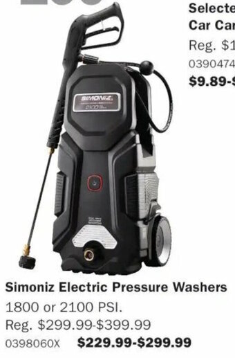 PartSource Simoniz Electric Pressure Washers 1800 PSI offer