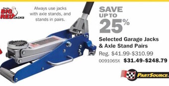 PartSource Selected Garage Jacks & Axle Stand Pairs offer