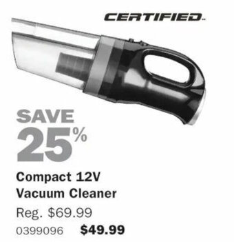 PartSource CERTIFIED Compact 12V Vacuum Cleaner offer