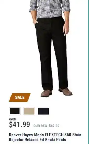 Mark's Denver Hayes Men's FLEXTECH 360 Stain Rejector Relaxed Fit Khaki Pants offer