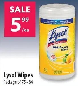 Co-op Lysol Wipes Package of 75-84 offer