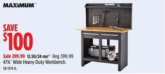 Canadian Tire Maximum 471⁄4˝ wide heavy-duty workbench offer