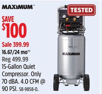 Canadian Tire Maximum 15-gallon quiet compressor offer