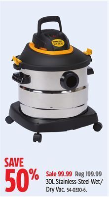 Canadian Tire Shop-vac 30l stainless-steel wet/ dry vac offer