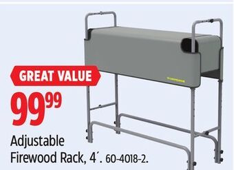 Canadian Tire Yardworks adjustable firewood rack, 4' offer
