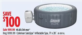Canadian Tire Coleman saluspa inflatable spa, 77 x 28 offer